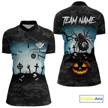 Personalized Funny Halloween Billiard Shirt For Women Custom Spider 8 Ball Pool Team Jerseys TDM4507