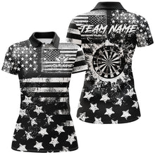 Load image into Gallery viewer, Custom Black Grunge US Flag Patriotic Darts Shirt For Women, Retro Darts Board Darts Team Jerseys TDM3155