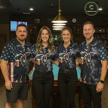 Load image into Gallery viewer, US Flag Grim Reaper Smoke Billiard Shirt For Women Custom 8 Ball Pool Team Jersey Polo &amp; 1/4 Zip TDM6258