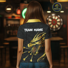 Load image into Gallery viewer, Personalized Black Gold Dragon Dart Shirts For Women Custom Darts League Team Jersey Polo &amp; 1/4 Zip TDM4142
