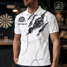 Load image into Gallery viewer, Personalized Skull White Grunge Darts Polo And Quarter-Zip Shirts For Men Custom Dart Team Jerseys TDM2922