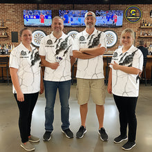 Load image into Gallery viewer, Personalized Skull White Grunge Darts Polo And Quarter-Zip Shirts For Women Custom Dart Team Jerseys TDM2922