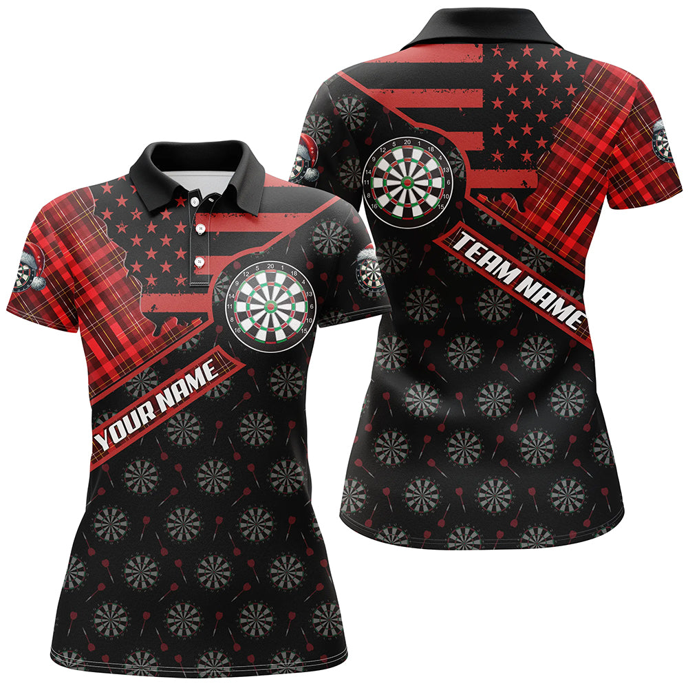 Red Darts Christmas American Flag Pattern Custom Dart Shirts For Women, Xmas Dart Jerseys Dart Gifts TDM3168