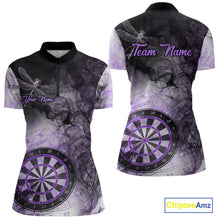 Load image into Gallery viewer, Black And Purple Smoke Dart Shirts For Women Custom Dart Jersey Pocket Option TDM3837