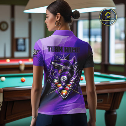 Personalized Purple Pool Ball Shark Billiard Shirts For Women Custom Team League Billiard Jerseys TDM3842