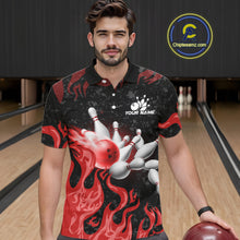 Load image into Gallery viewer, Red Flaming Bowling Jersey For Men Custom Fire Bowling Pin Team Jersey Polo &amp; Quarter Zip Shirts TDM6268