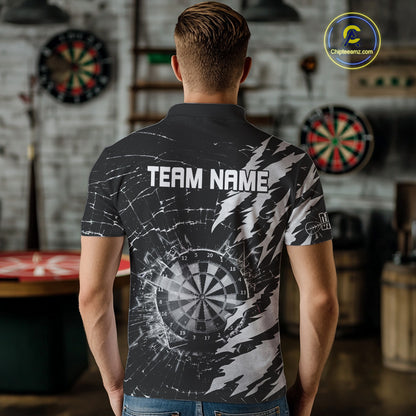 White Black Darts Board Break Glass Custom Dart Shirts For Men, Darts Team Shirts Dart Jersey TDM4522