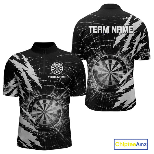 White Black Darts Board Break Glass Custom Dart Shirts For Men, Darts Team Shirts Dart Jersey TDM4522