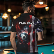 Load image into Gallery viewer, Personalized American Flag 8 Ball Pool Smoke Men Billiard Shirt Patriotic Lightning Billiard Jersey TDM3382