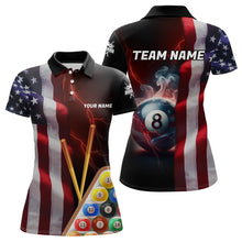 Load image into Gallery viewer, Personalized American Flag 8 Ball Pool Smoke Women Billiard Shirt Patriotic Lightning Billiard Jersey TDM3382