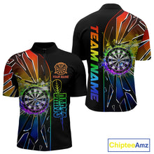 Load image into Gallery viewer, Personalized Rainbow Colorful Break Glass Mens Dart Shirts Custom Darts Jersey Team Polo &amp; 1/4 Zip TDM5158