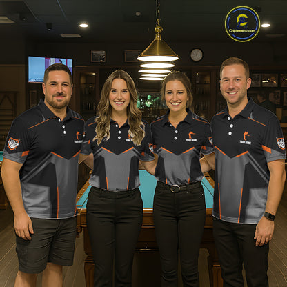 8 Ball Billiard Jerseys For Women Custom Polo & Quarter-Zip Billiard Shirts, Pool Team Shirt|Orange TDM5881