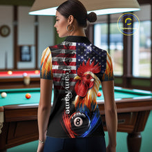Load image into Gallery viewer, American Flag Smoke Rooster Billiard Shirt For Women Custom 8 Ball Pool Team Jersey Polo &amp; 1/4 Zip TDM5883