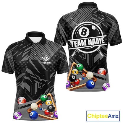 Black 8 Ball Billiard Shirt For Men Custom Billiard Tournament Pool Team Jersey Polo & 1/4 Zip TDM6023