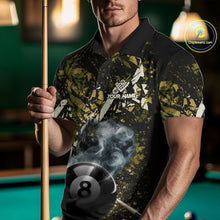 Load image into Gallery viewer, Custom Green Camo 8 Ball Pool Smoke Billiard Shirt For Men, Billiard Team Jersey Polo &amp; 1/4 Zip TDM6032
