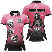 Load image into Gallery viewer, Grim Reaper Play Pool Custom Lightning Pink Billiard Shirts For Women, Funny Billiard Shirt Gifts TDM2175