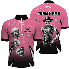 Load image into Gallery viewer, Grim Reaper Play Pool Custom Lightning Pink Billiard Shirts For Men, Funny Billiard Shirt Gifts TDM2175