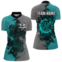 Load image into Gallery viewer, Personalized Darts Paint Turquoise And Grey Dart Shirts For Women Custom Grunge Dart Team Jerseys TDM3179