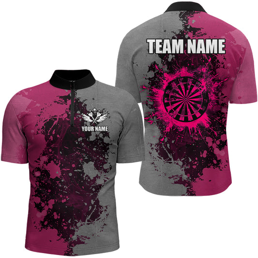 Personalized Darts Paint Pink And Grey Dart Shirts For Men Custom Grunge Dart Team Jerseys TDM3180