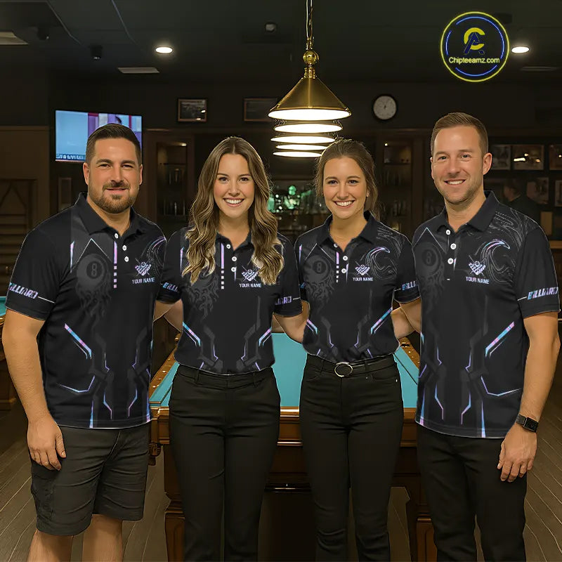 Customized 8 Ball Pool Crown Women's Billiard Shirts, Holographic Billiard Team Shirts, Pool Jerseys TDM5400