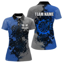 Load image into Gallery viewer, Personalized Darts Paint Blue And Grey Dart Shirts For Women Custom Grunge Dart Team Jerseys TDM3396