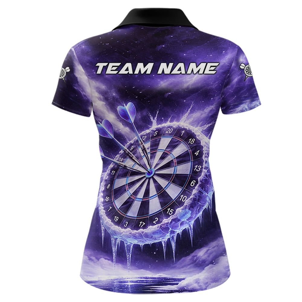 Personalized Purple Dartboard Icy Darts Shirt For Women Custom Darts Jersey Team Polo & 1/4 Zip TDM5681