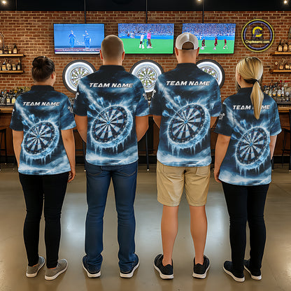 Personalized Blue Dartboard Icy Darts Shirt For Men Custom Darts Jersey Team Polo & 1/4 Zip TDM5682
