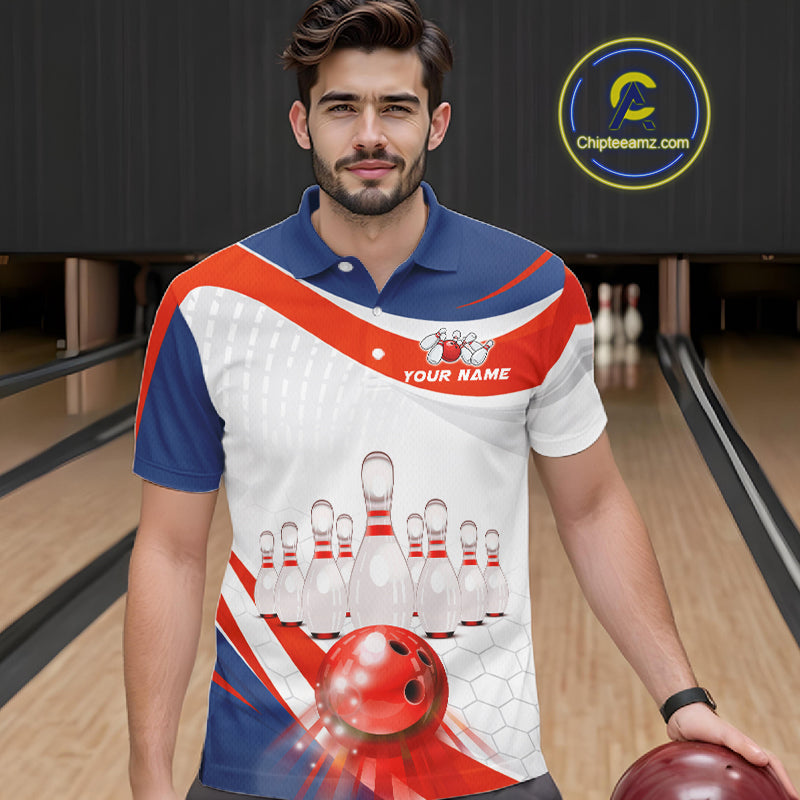 Personalized Bowling Polo & 1/4 Zip For Men Custom Bowling Tournament Team Jersey TDM6296