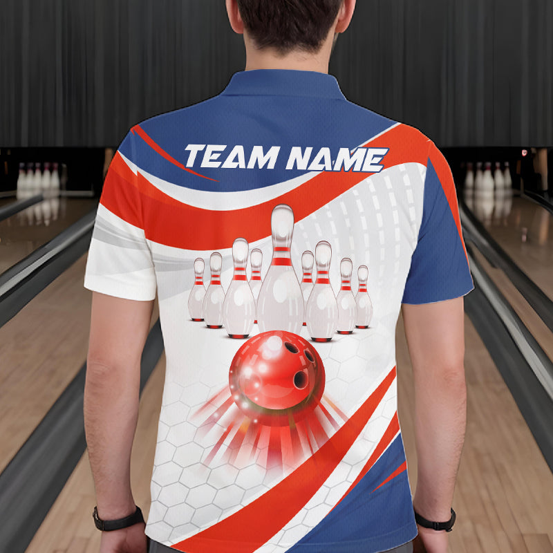 Personalized Bowling Polo & 1/4 Zip For Men Custom Bowling Tournament Team Jersey TDM6296