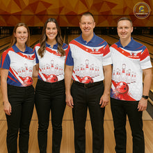 Load image into Gallery viewer, Personalized Bowling Polo &amp; 1/4 Zip For Men Custom Bowling Tournament Team Jersey TDM6296