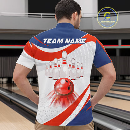 Personalized Bowling Polo & 1/4 Zip For Men Custom Bowling Tournament Team Jersey TDM6296