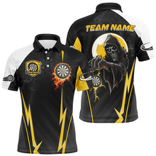 Load image into Gallery viewer, Funny Grim Reaper Custom Yellow Black Darts Shirts For Men, Personalized Darts Team Jerseys TDM2190