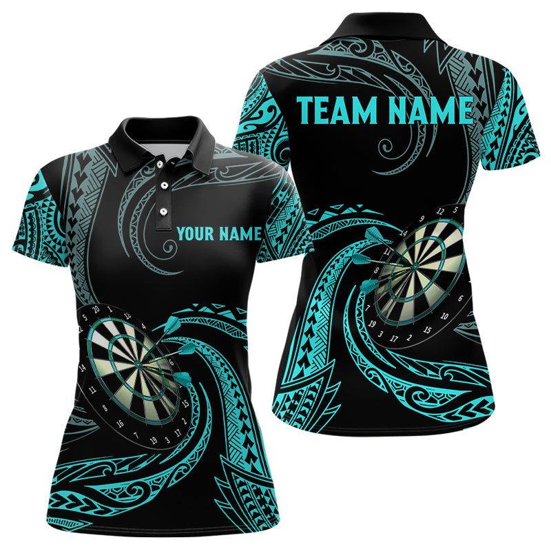 Turquoise Tribal Darts Polo & Quarter Zip Shirts Custom Women Darts Shirts Dart Jerseys TDM3186