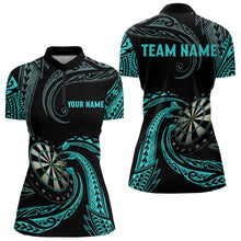 Load image into Gallery viewer, Turquoise Tribal Darts Polo &amp; Quarter Zip Shirts Custom Women Darts Shirts Dart Jerseys TDM3186