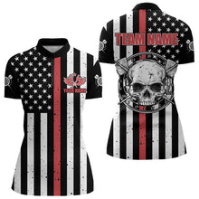 Load image into Gallery viewer, Personalized American Flag Grunge Skull Dart Shirts For Women Custom Patriotic Darts Jerseys | Red TDM3400