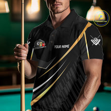 Load image into Gallery viewer, Personalized Golden 8 Ball Pool Crown Billiard Shirt For Men, Billiard Team Jersey Polo &amp; 1/4 Zip TDM5904