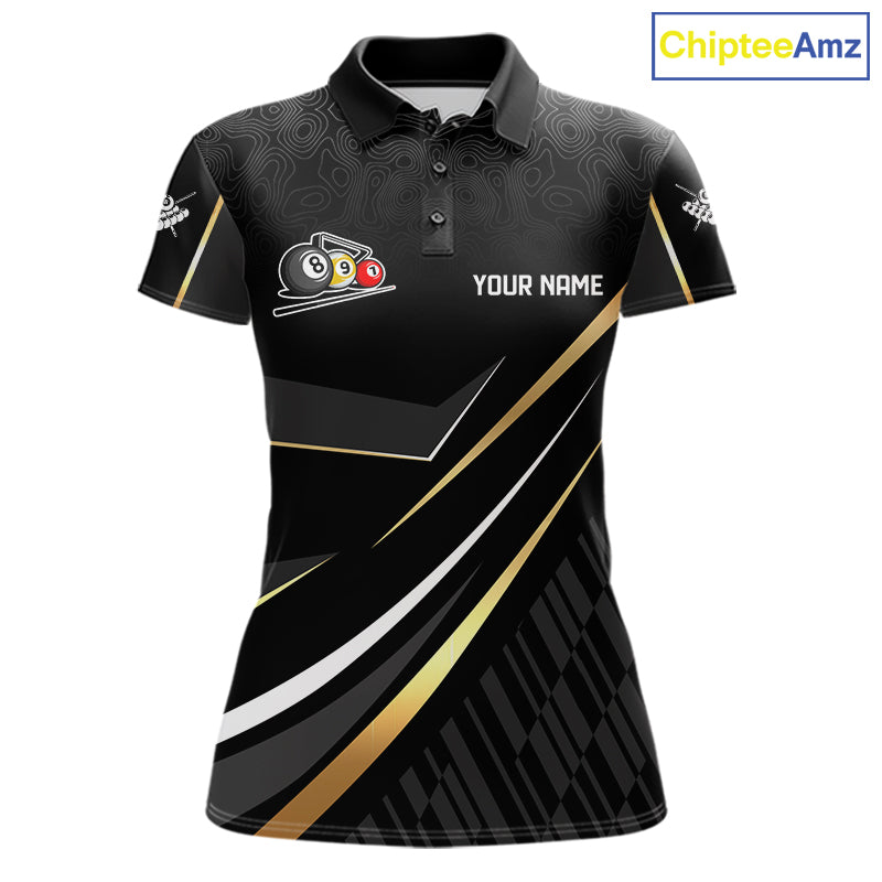 Personalized Golden 8 Ball Pool Crown Billiard Shirt For Women, Billiard Team Jersey Polo & 1/4 Zip TDM5904