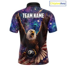 Load image into Gallery viewer, Funny Eagle Galaxy Billiard Shirt For Men Custom 8 Ball Pool Team Jersey Polo &amp;1/4 Zip TDM6044