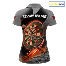 Load image into Gallery viewer, Personalized Wolf Lightning Darts Shirt For Women, Darts Team Jersey Polo &amp; 1/4 Zip |Orange TDM6304