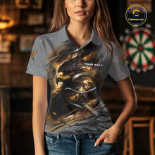 Load image into Gallery viewer, Personalized Eagle Lightning Darts Shirt For Women, Darts Team Jersey Polo &amp; 1/4 Zip |Gold TDM6306