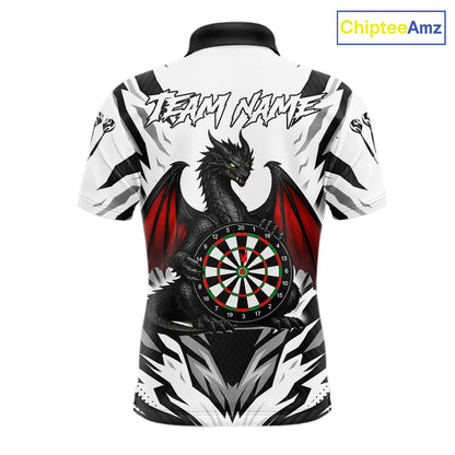 Personalized Dragon Darts Jersey For Men Custom Darts Polo & Quarter Zip Team Shirts |Red TDM6310
