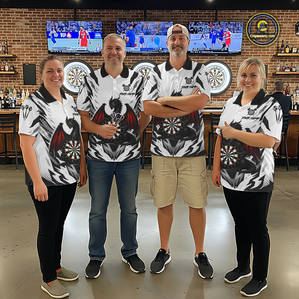 Personalized Dragon Darts Jersey For Men Custom Darts Polo & Quarter Zip Team Shirts |Red TDM6310