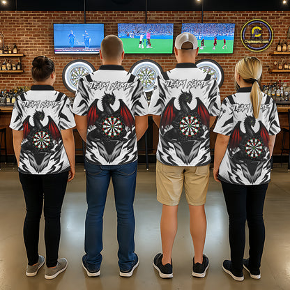Personalized Dragon Darts Jersey For Men Custom Darts Polo & Quarter Zip Team Shirts |Red TDM6310