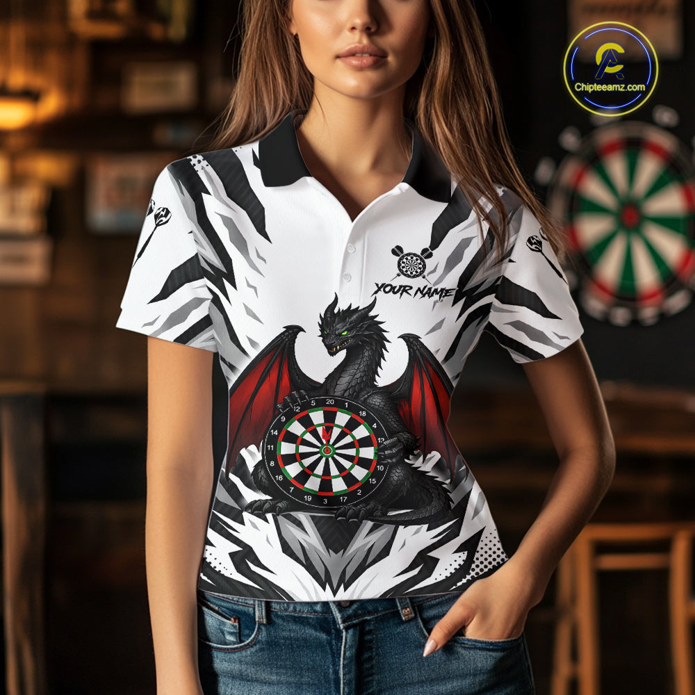 Personalized Dragon Darts Jersey For Women Custom Darts Polo & Quarter Zip Team Shirts |Red TDM6310