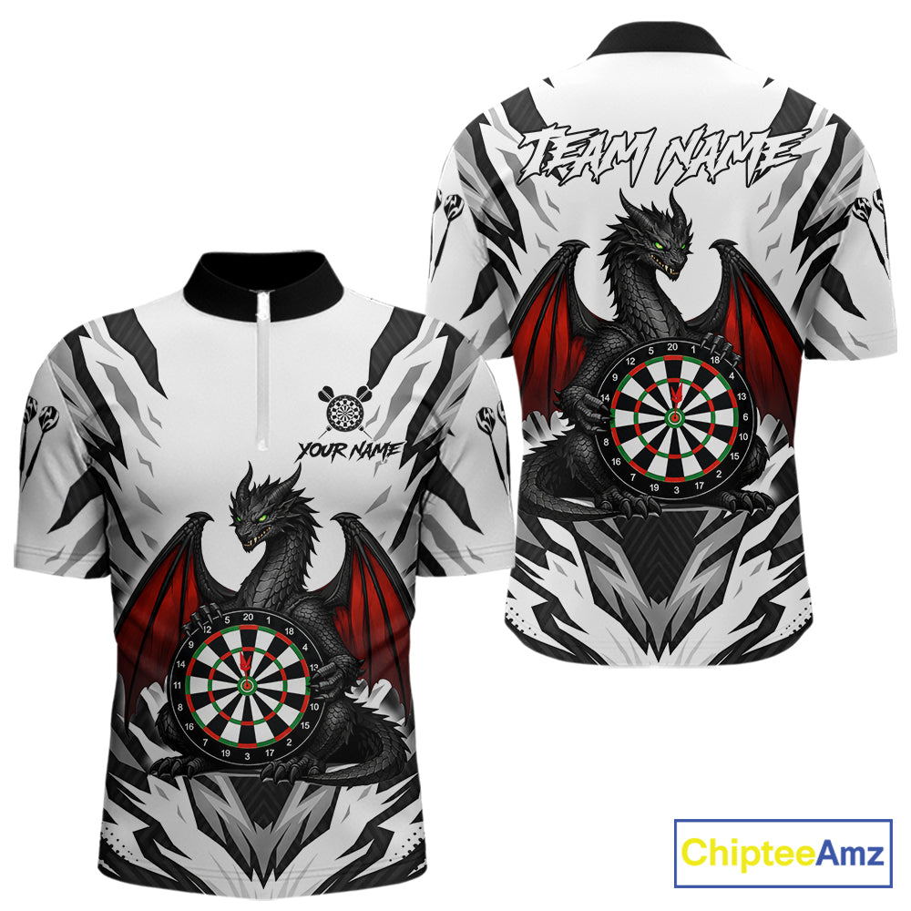 Personalized Dragon Darts Jersey For Men Custom Darts Polo & Quarter Zip Team Shirts |Red TDM6310