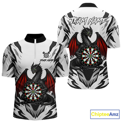 Personalized Dragon Darts Jersey For Men Custom Darts Polo & Quarter Zip Team Shirts |Red TDM6310