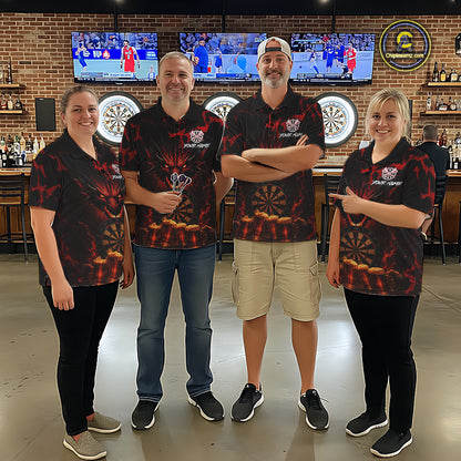 Black And Red Personalized Dragon Beer Darts Shirts For Women Custom Darts League Team Jersey TDM7205