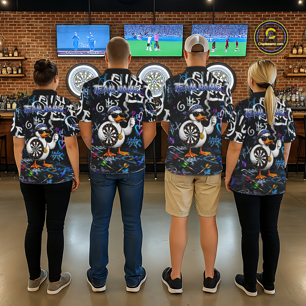 Colorful Graffiti Funny Duck Darts Shirt For Women Custom Darts Team Jersey, Personalized Darts Gift TDM7209