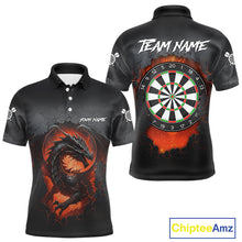 Load image into Gallery viewer, Personalized Grunge Dragon Mens Dart Shirts Custom Black Grey Dart Jerseys Team Polo &amp; 1/4 Zip TDM5180
