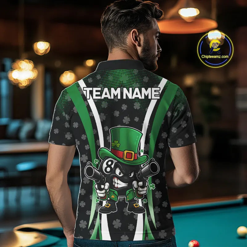Custom St Patrick Day 8 Ball Pool Billiard Shirt For Men, Luckiest Shamrock Billiard Team Jersey TDM5698